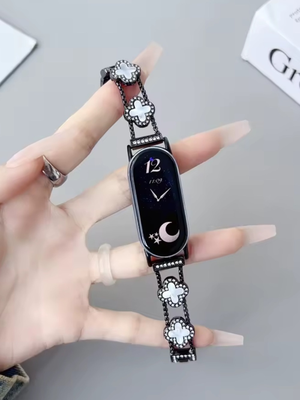 Xiami Mi Black and White Clover Link Bracelet Strap for Smartwatch